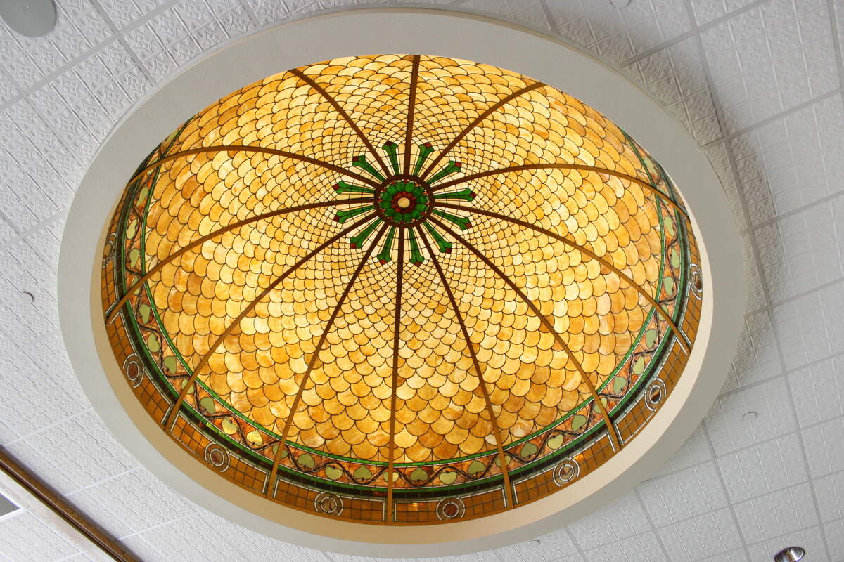 The stained glass dome from the old Owyhee hotel, which dates from 1909, has been incorporated into the design of the expanded Idaho State Museum in Boise. The dome was first brought to the museum as part of the 1980 upgrade, the last time the museum was renovated.