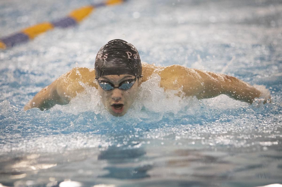 Centennial’s Josh Sutton took first place at 51:32 seconds in the boys 100-yard butterfly at the 5A state swim meet at West Boise YMCA on Saturday, Nov. 9, 2019.