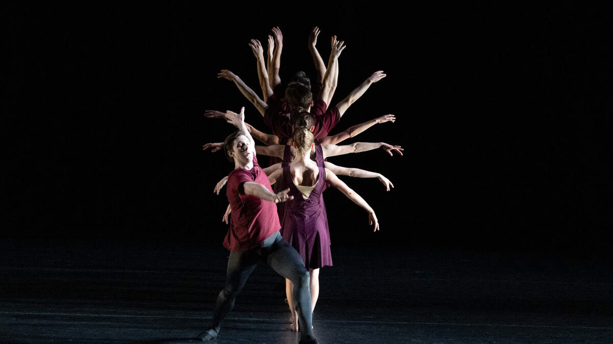 Ballet Idaho soloist Justin Hughes leads the company of Garrett Anderson’s “Seen/Unseen.” It’s one of four pieces in the company’s “Mozart in Motion” 50th season-opening performance on Nov. 4, 2022.