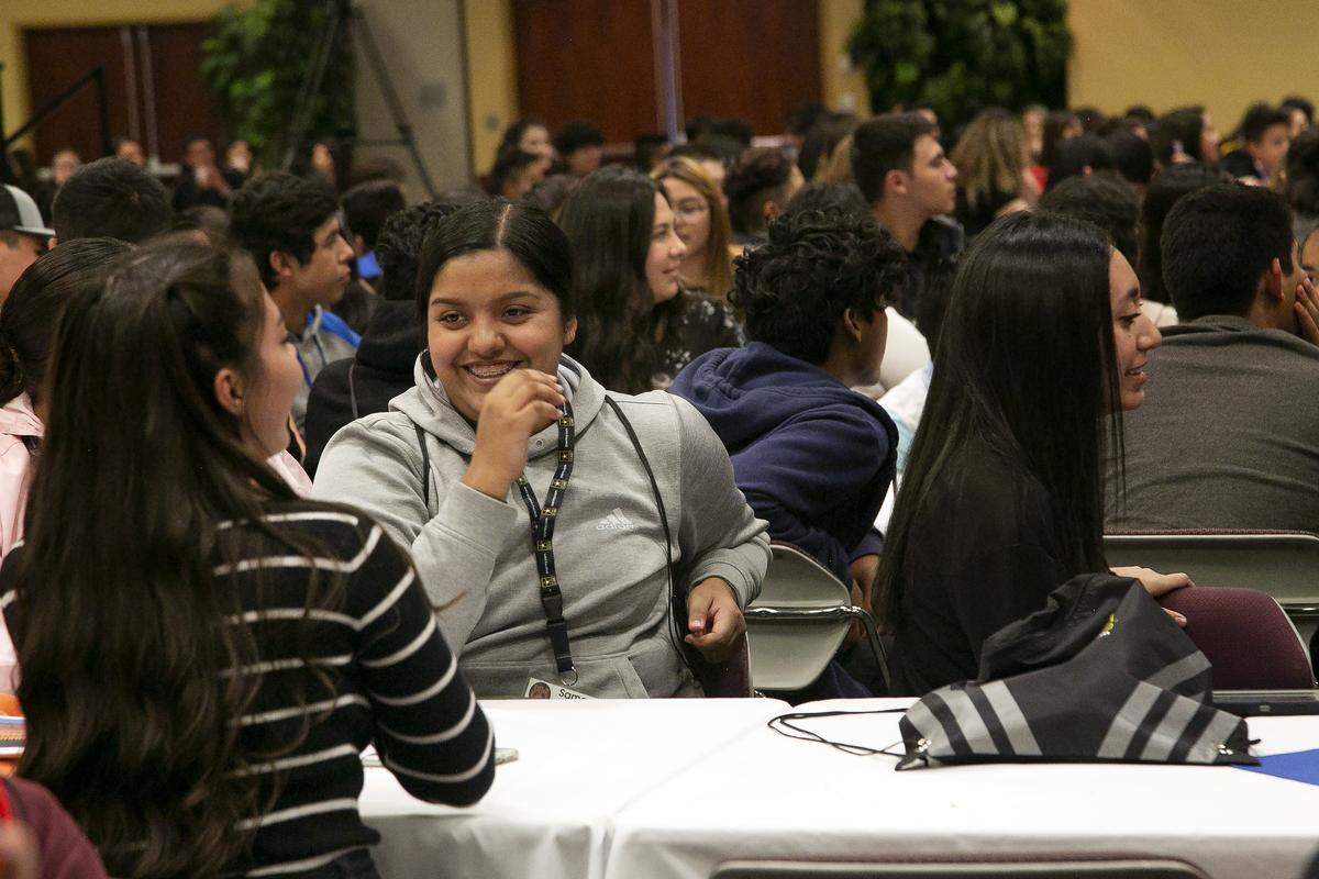 Over 1,500 Latino youth from around the state attended Hispanic Youth Leadership Summits hosted by the Idaho Commission on Hispanic Affairs in Twin Falls and Boise this October. Pictured here, students await scholarship announcements at the Boise summit, where regional schools offered nearly $3 million in financial aid.