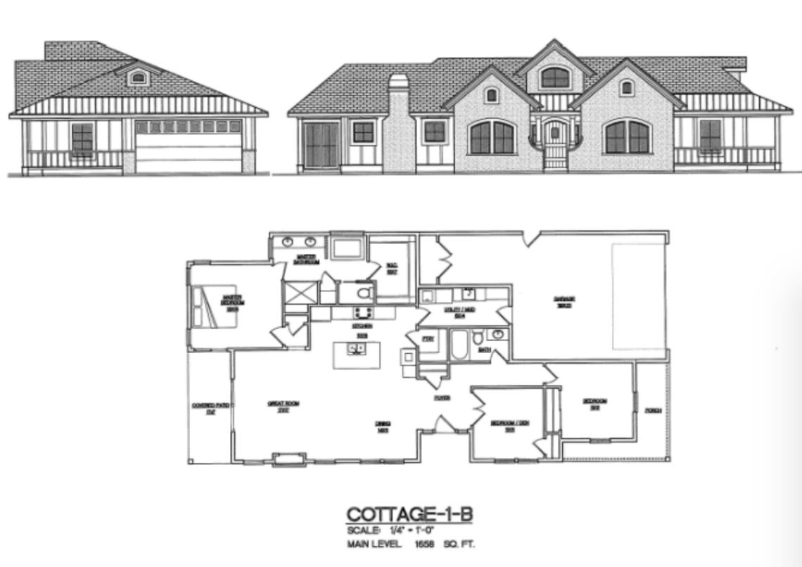 A possible layout for one of the smaller houses that Todd Campbell Construction hopes to build along Locust Grove Road in Meridian.