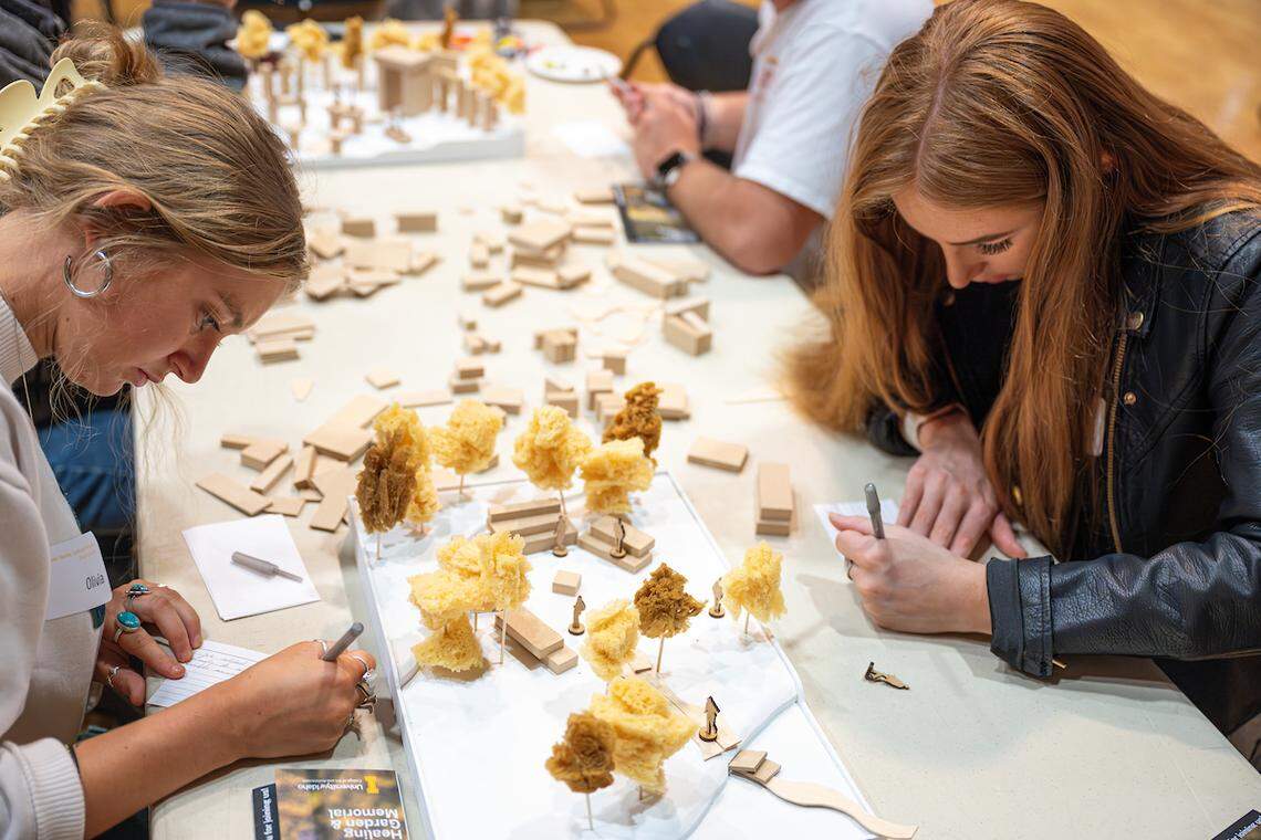 Students work on designing the Vandal Healing Garden and Memorial.