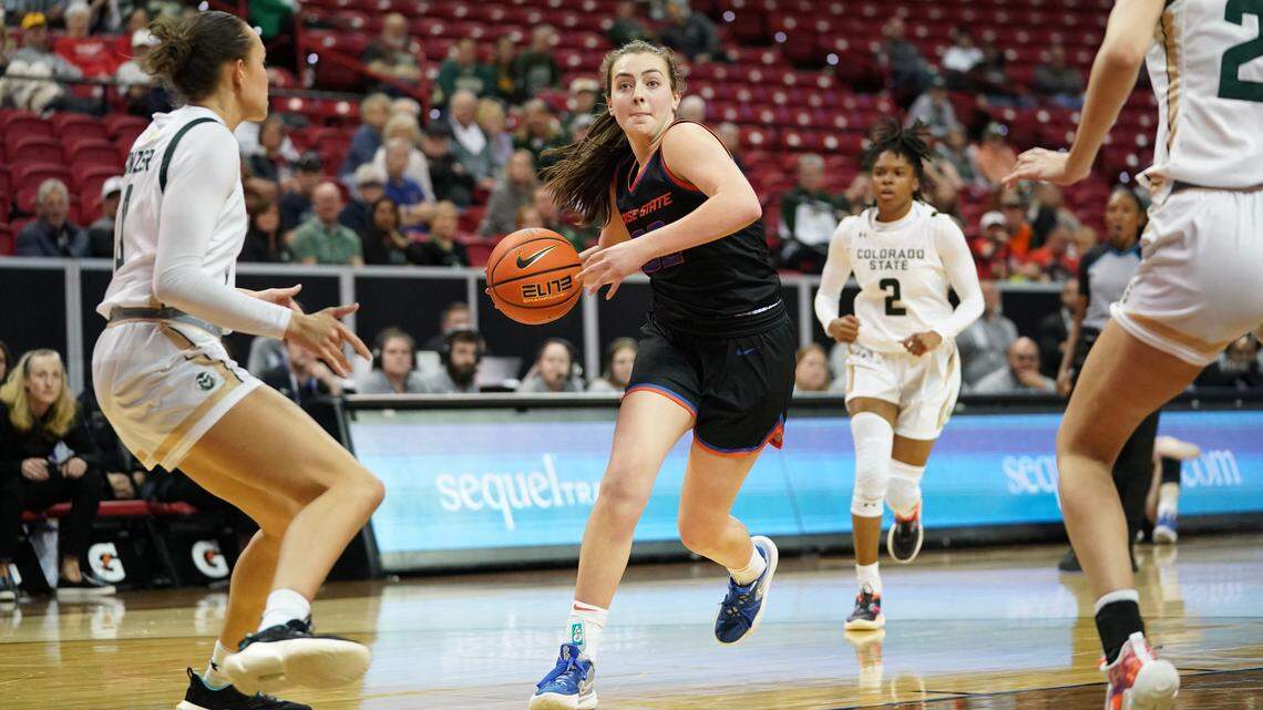 Freshman Natalie Pasco had 15 points in Boise State’s 59-52 loss to Colorado State in the quarterfinals of the Mountain West women’s basketball tournament on Monday at the Thomas & Mack Center in Las Vegas.