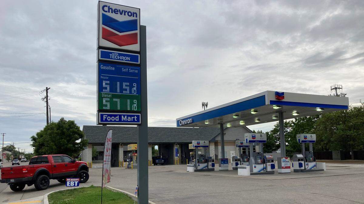 Gas prices in Idaho hit $5 per gallon for the first time ever in June, but a downward trend could see the Gem State dip back below that number soon.