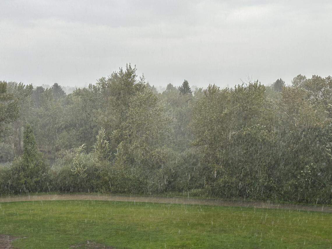 Heavy rain hit Boise on Tuesday evening.