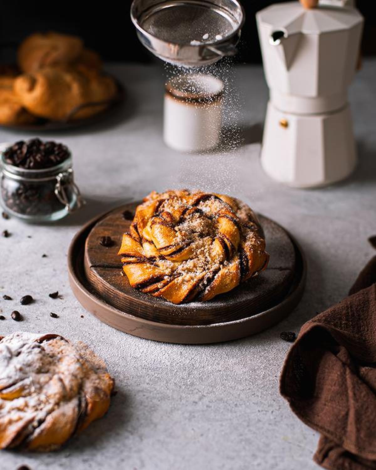 A braided coffee cinnamon roll is an August special for Piroshky Piroshky and available for delivery in Boise.