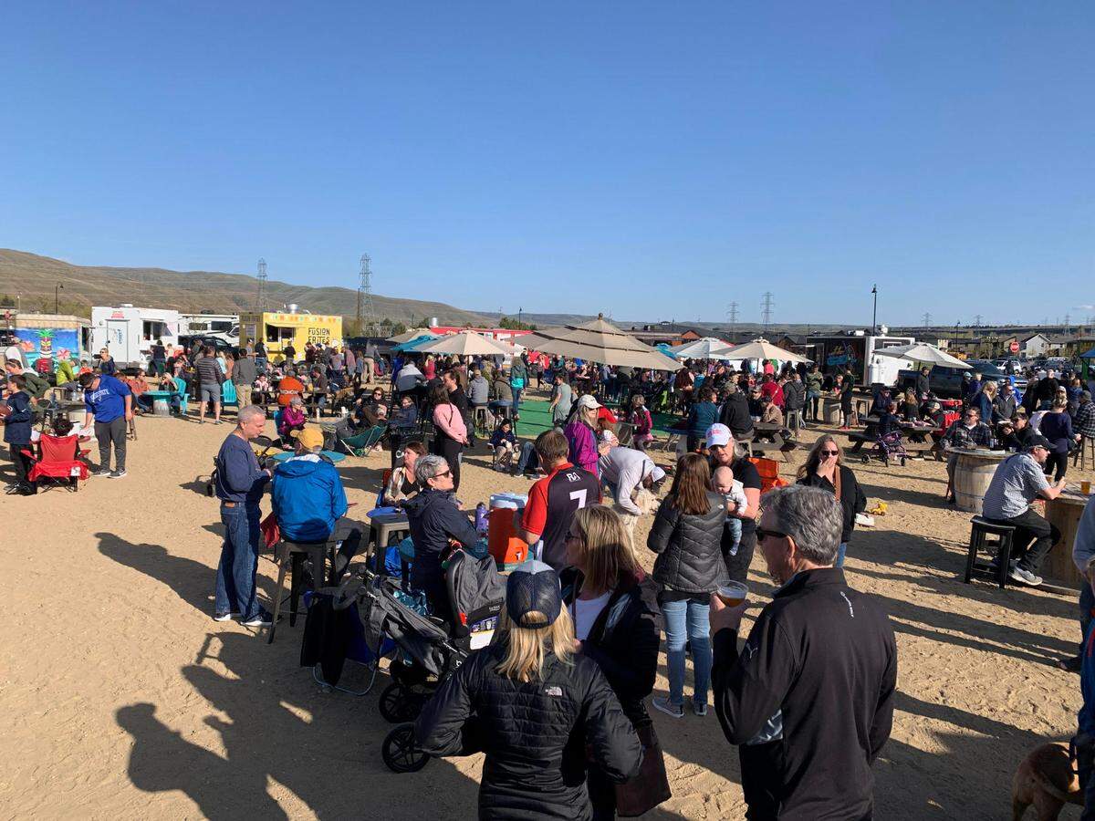 Customers gather at The Switchback at the Harris Ranch planned community.
