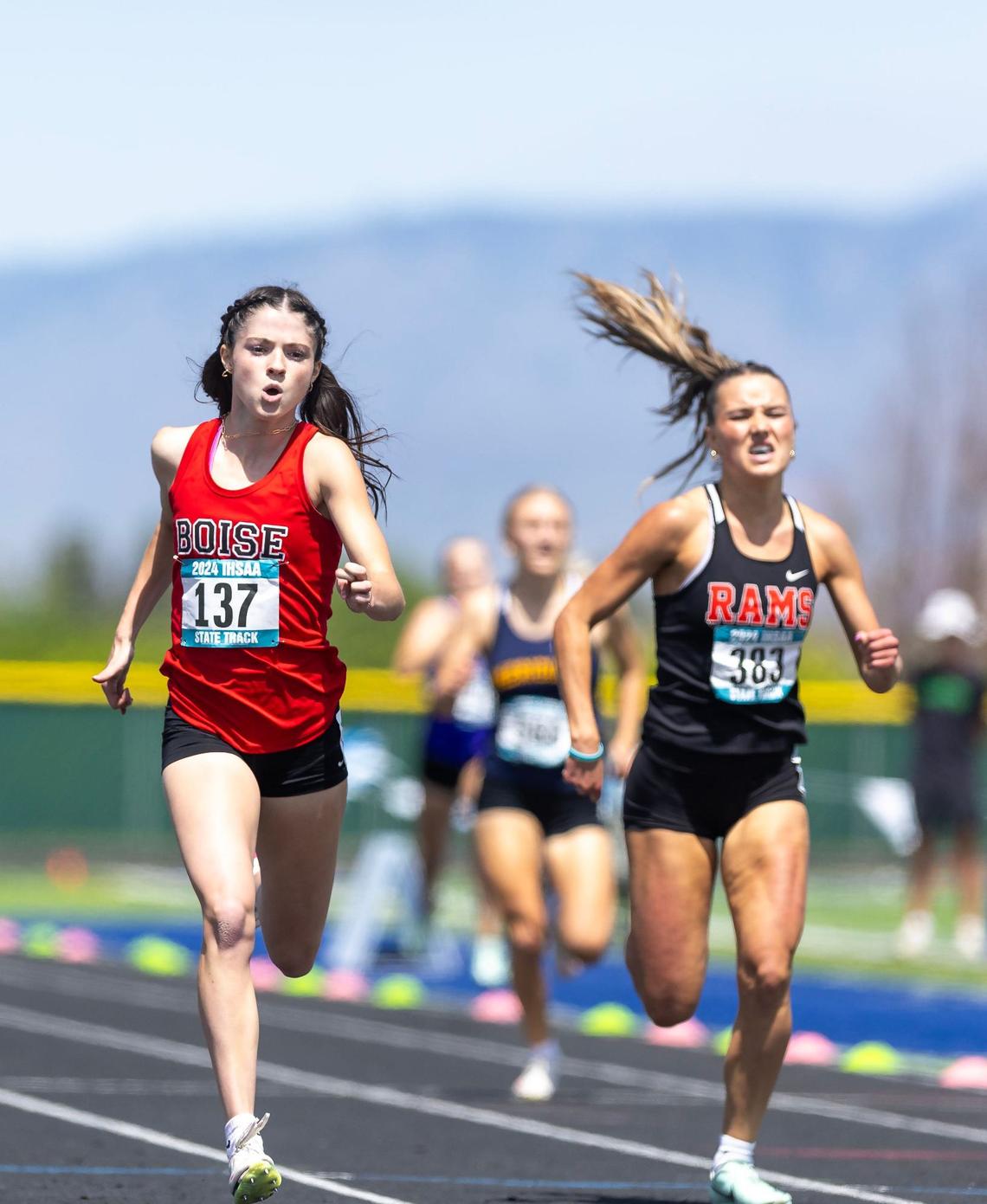 Boise’s Sophia Clark won back-to-back state titles in the 5A girls 400 meters.
