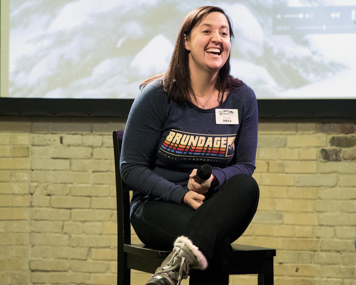 Brundage Mountain Resort’s Boise sales manager Sheila Francis takes questions from people attending the Idaho Statesman’s Playing Outdoors: Skis and Boards Tuesday, Dec. 4, 2018 at the Linen Building in Boise.