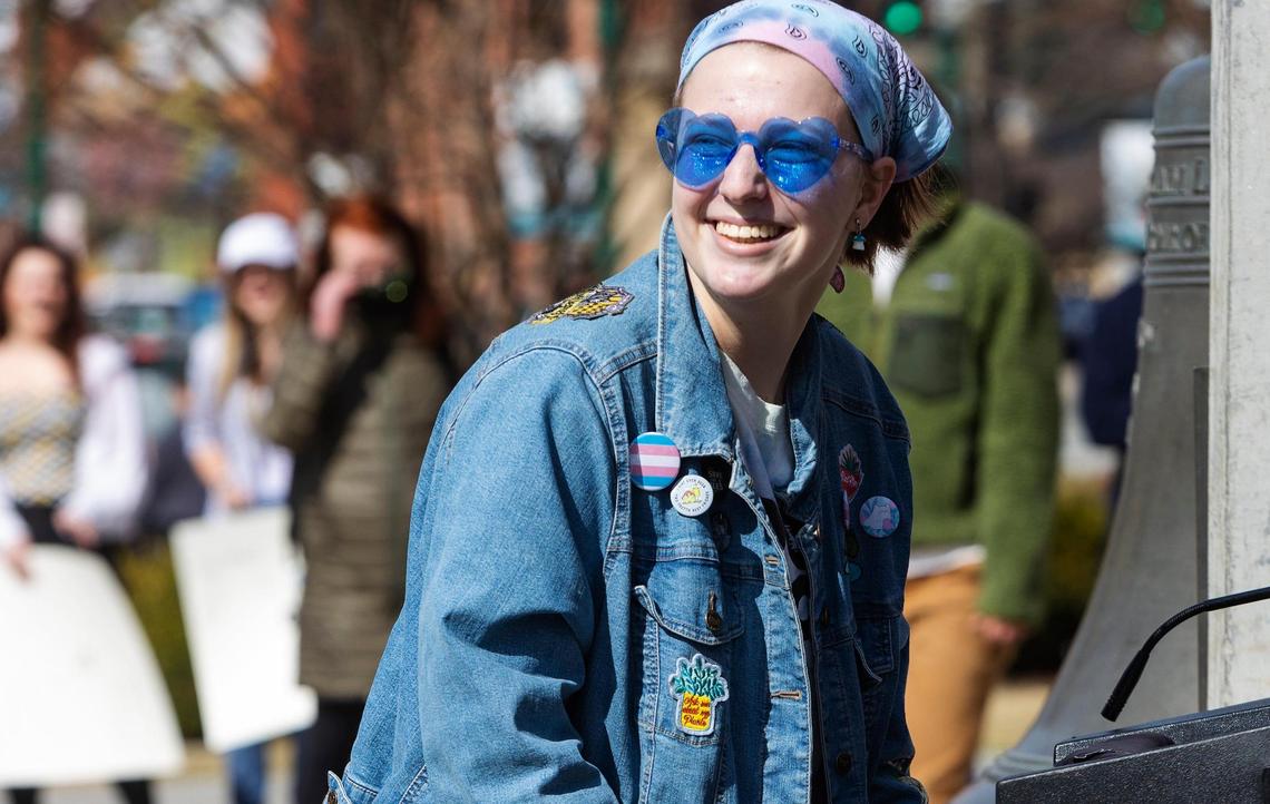Idaho students gathered on the steps of the Capitol on Friday to show their support for trans youth.