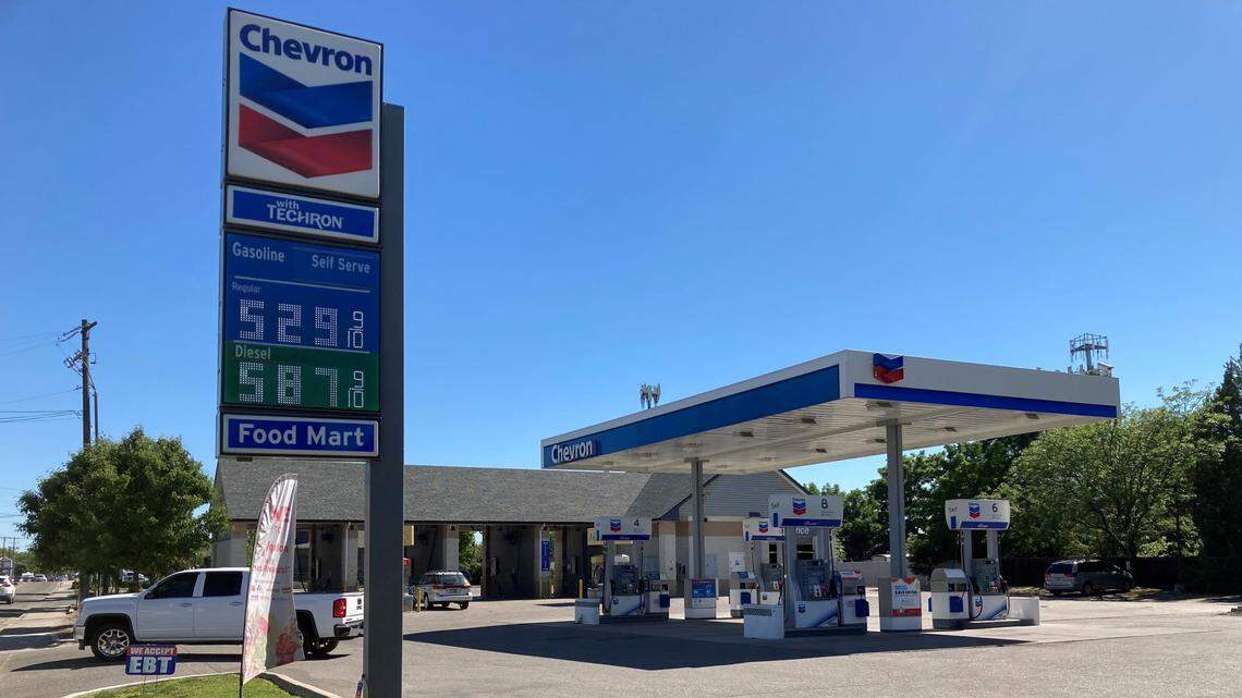 Regular gasoline sold for $5.29 per gallon on June 25, 2022, at the Orchard Express Chevron station at 123 N. Orchard St. in Boise. 