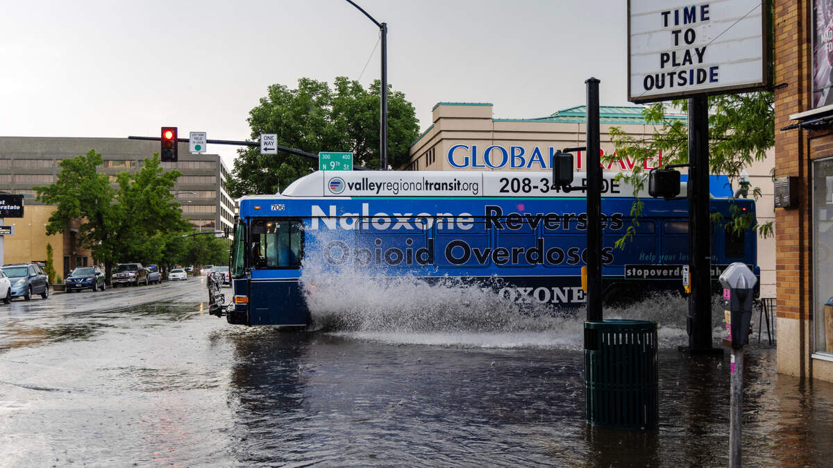 The National Weather Service has issued a flood watch for the Treasure Valley and surrounding areas because of the potential excessive rainfall from Hurricane Hilary. This file photo shows severe weather that hit downtown Boise and surrounding areas in June.