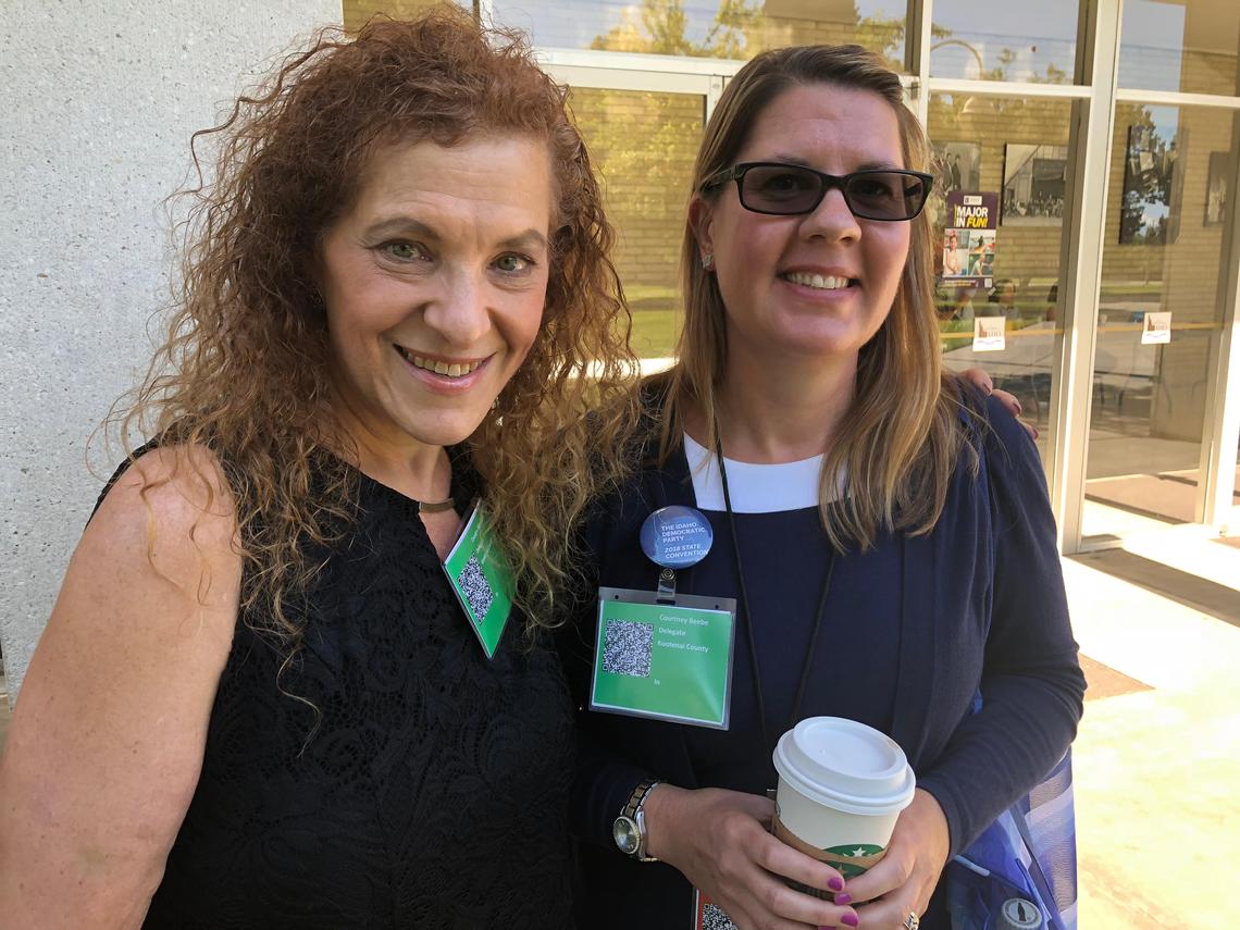 Dr. Coralyn Alexander, left and Courtney Beebe at the Democratic convention.