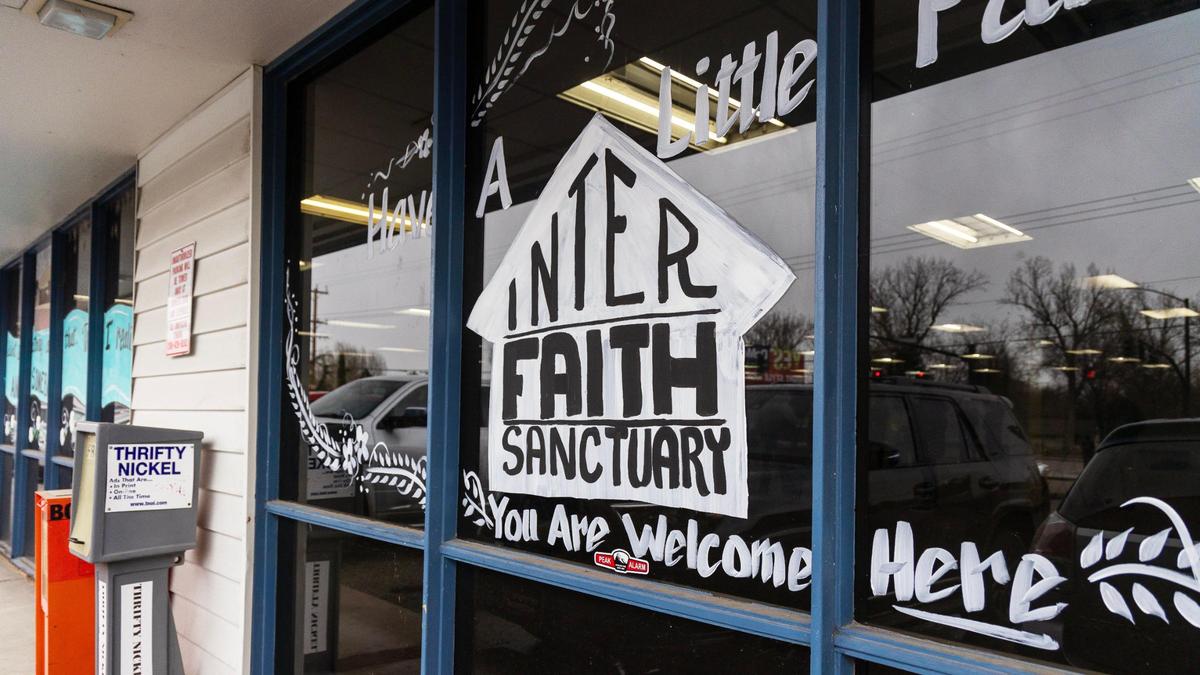 Window paint identifies the former Salvation Army building, 4308 W. State St. in Boise, as the future home of homeless shelter Interfaith Sanctuary.