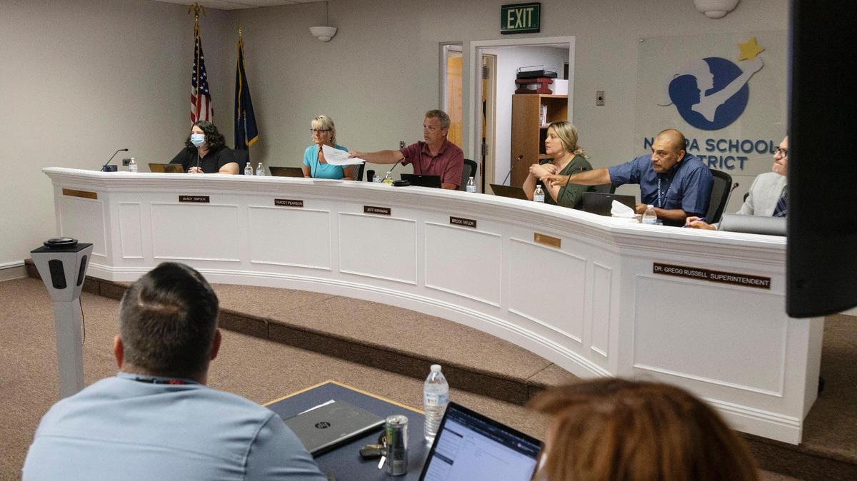 The Nampa school board meets on June 16, 2022 in Nampa, Idaho.