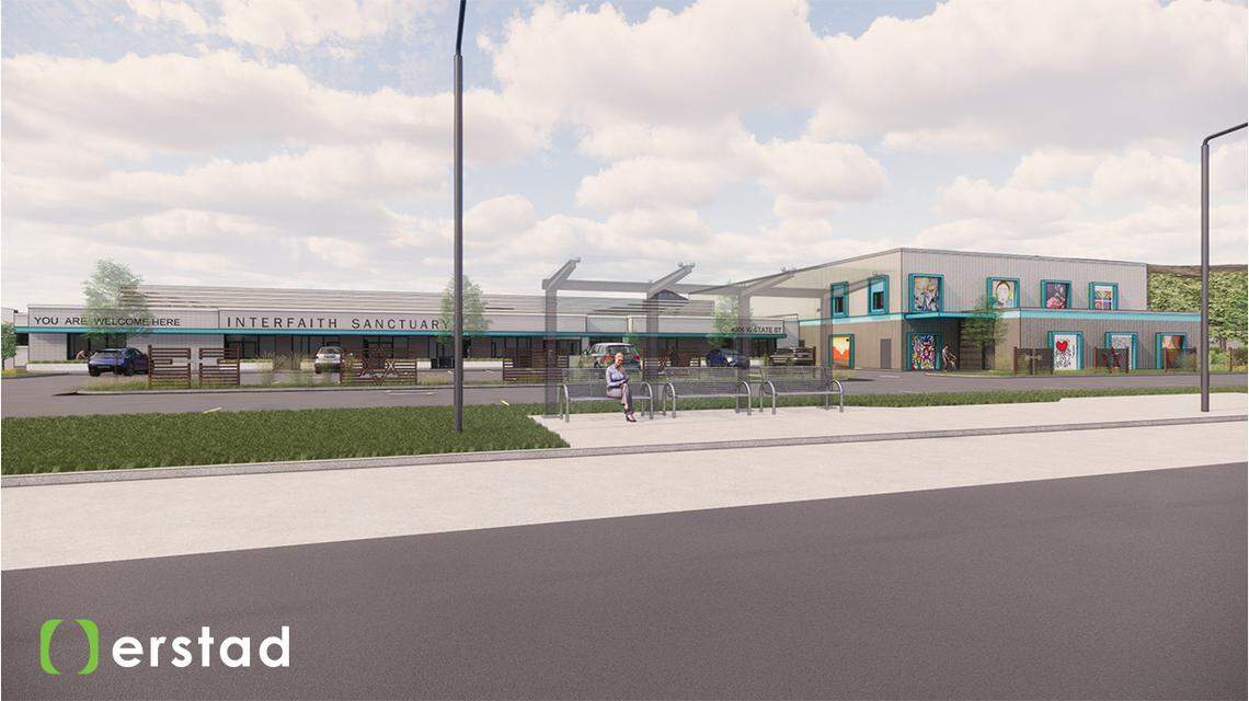 An architect’s rendering of Interfaith Sanctuary planned homeless shelter at 4306 W. State St.