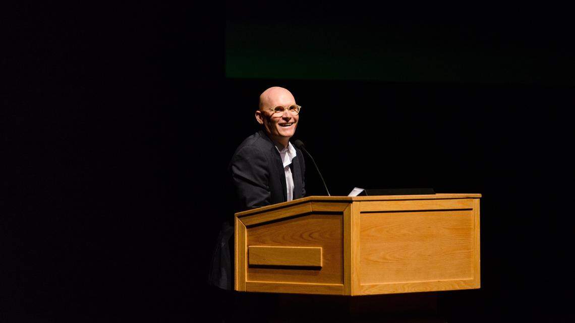 Anthony Doerr, author of All the light We Cannot See and Cloud Cuckoo Land, has given several talks and readings with The Cabin, shown here.