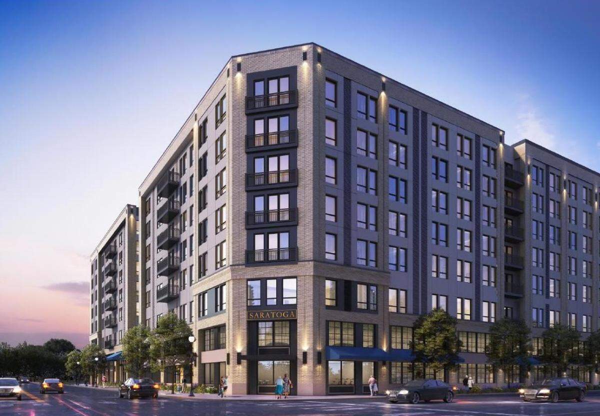 This rendering shows the view of the Broadstone Saratoga building, on the northeast corner of 13th and Front streets looking north. The building is planned to have seven stories and 334 residential units at 1210 W. Grove St.