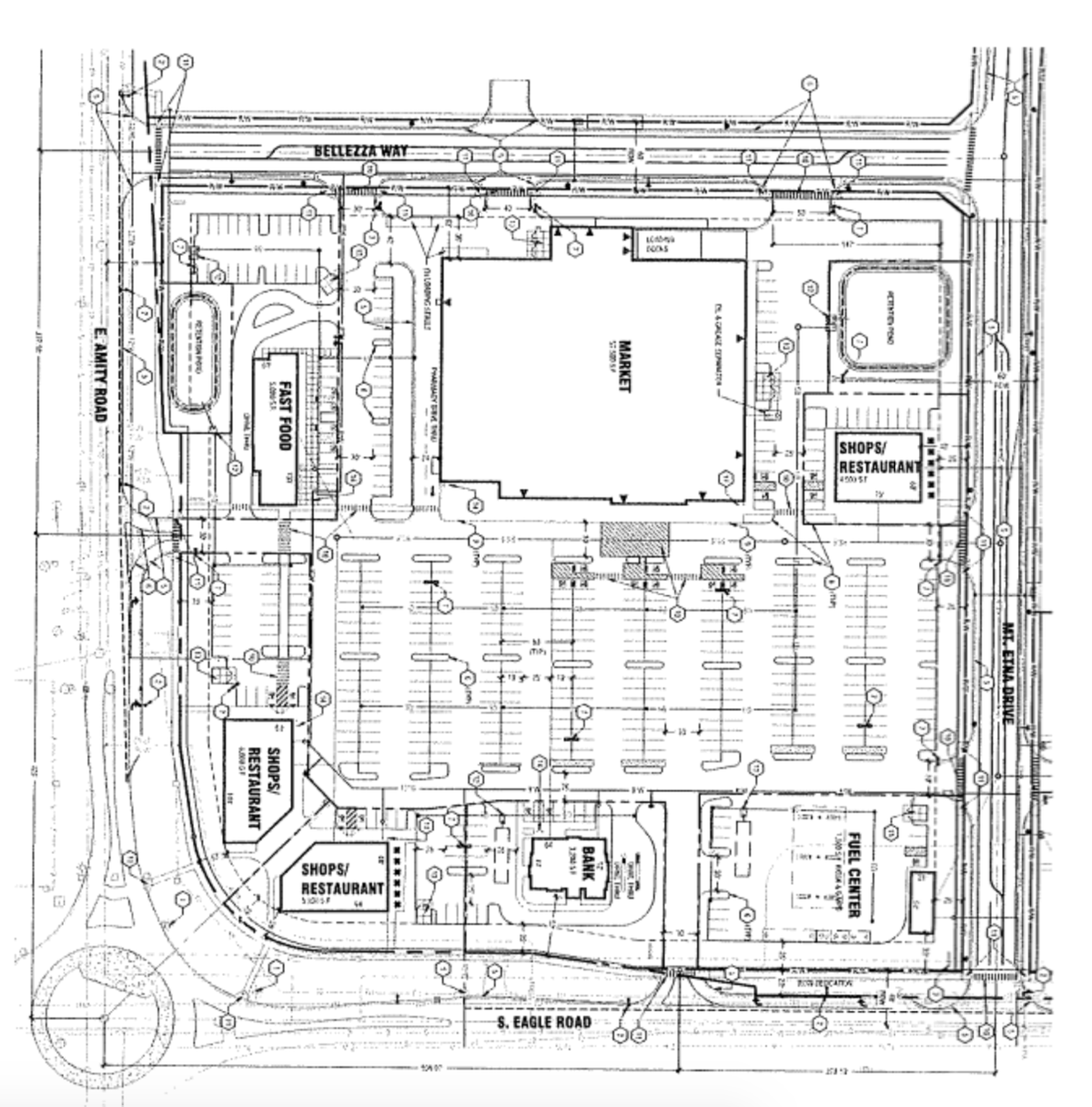 Albertsons is developing a commercial center at the northwest corner of Eagle and Amity Roads. It will be anchored by their grocery store and include shops, restaurants and a bank.