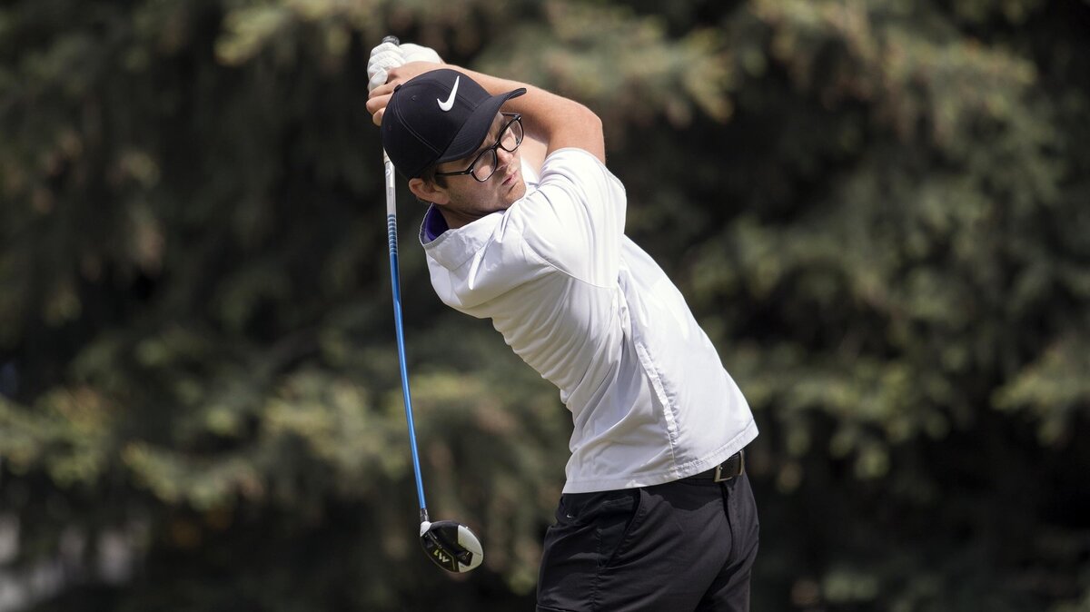 Rocky Mountain's Sam Tidd hits off the 2nd hole tees during the 5A District Three boys golf tournament Wednesday at Centennial Golf Course in Nampa. Tidd was the individual medalist with a 4-under 68, and Rocky Mountain won its fourth straight team title.