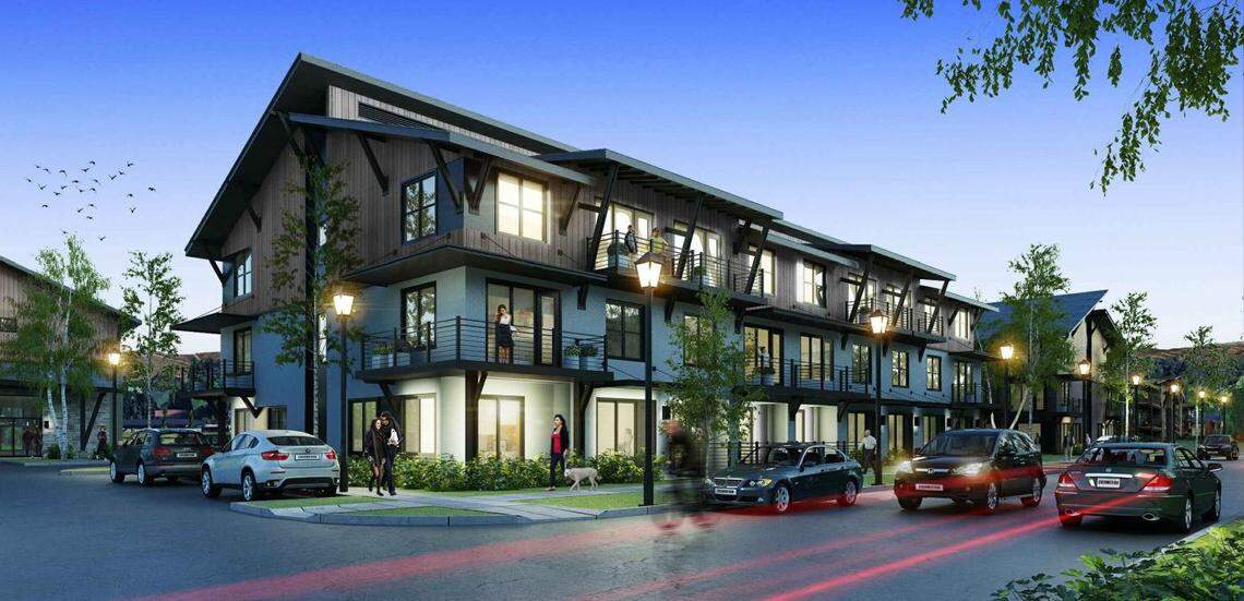 The Limelight Village apartments off State Street in West Boise would include 85 apartments spread among four buildings. This rendering shows the view along North Roe Street.