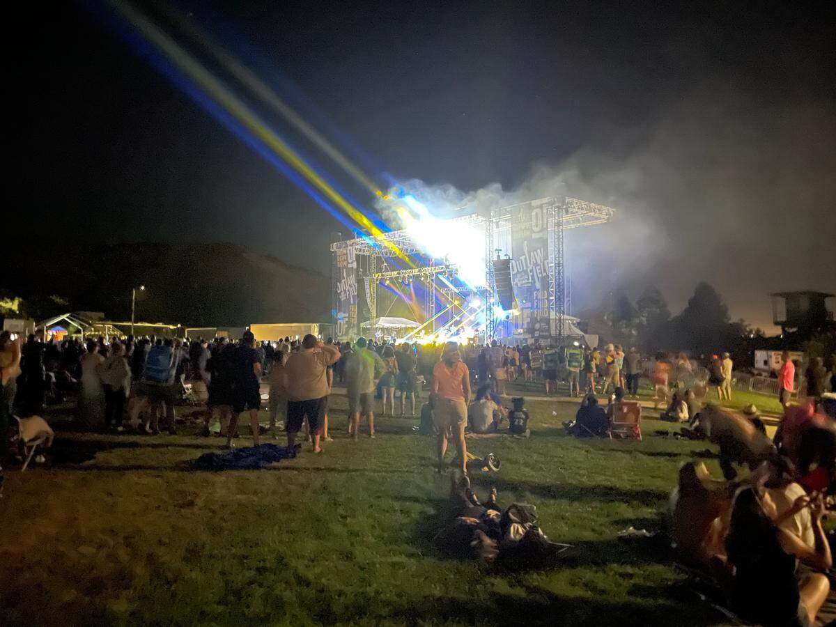 Indie-rock band Modest Mouse performs at Outlaw Field at the Idaho Botanical Garden in 2022.