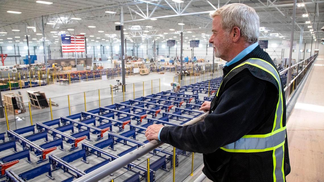 Autovol CEO Rick Murdock looks across the new 400,000 square-foot automated plant in Nampa.