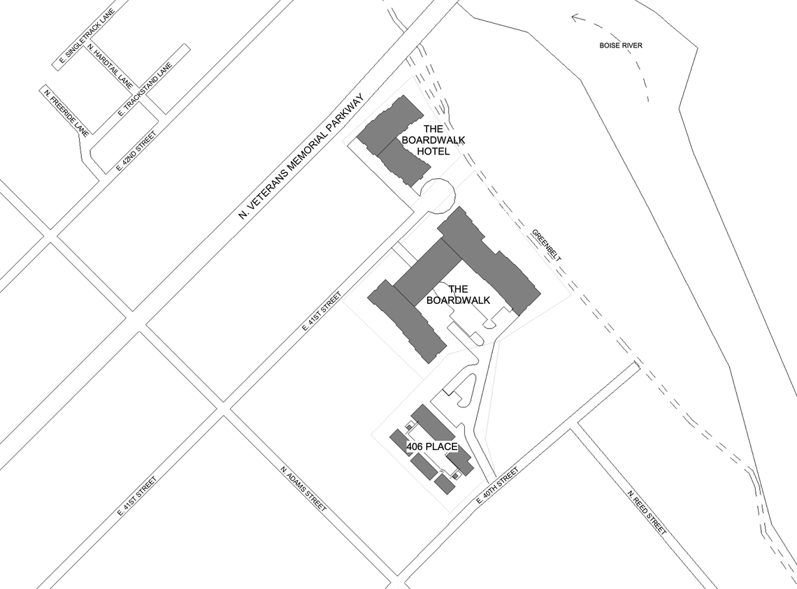 The Boardwalk project would include three buildings between E. 40th Street and Veterans Parkway, north of Adams Street in Garden city.