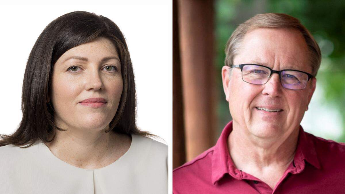 Candidates for Meridian City Council District 2 are pictured. Left: Elizabeth “Liz” Strader next to Brad Hoaglun. Both candidates currently serve in at-large council seats. The candidates will face off on Election Day on Nov. 7.