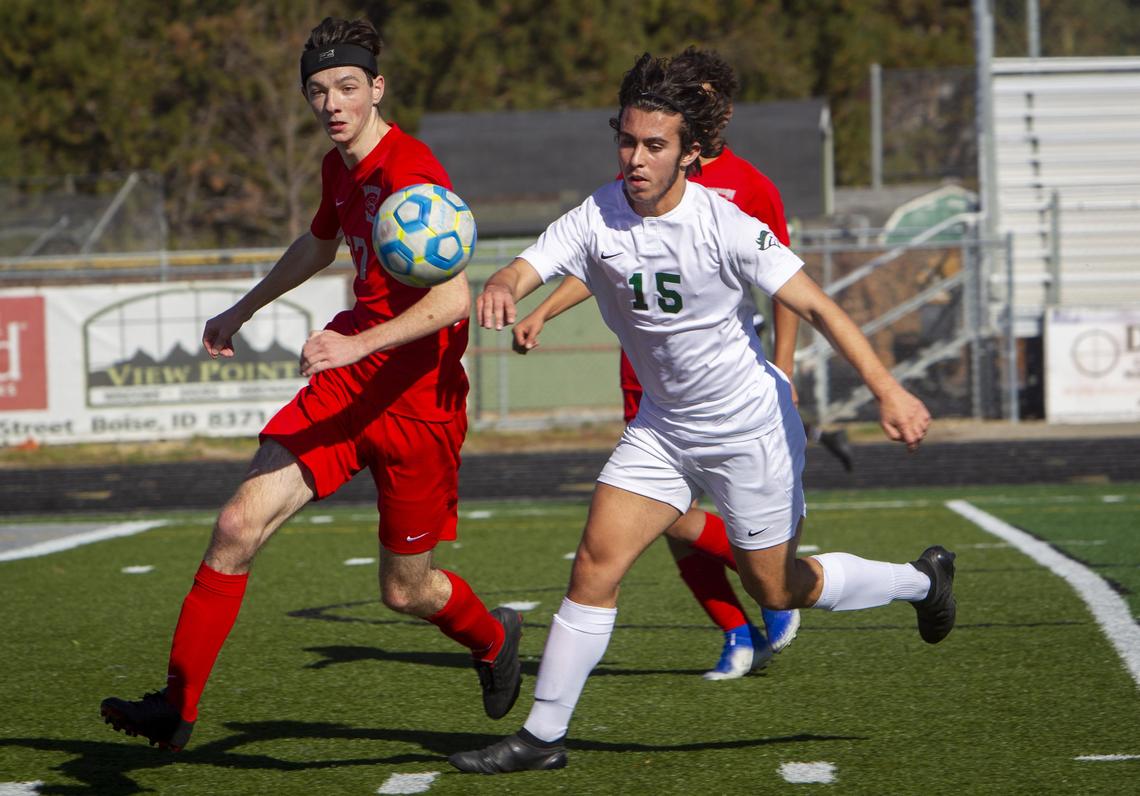 Ben Denton made Eagle’s game-winning goal in their 1-0 win over Madison in the semi-final round of the 5A state soccer championship on Friday, Oct. 25, 2019.