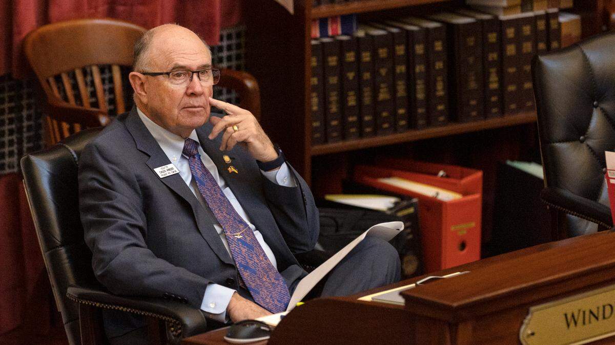 Sen. Chuck Winder, R-Boise listens during a Senate session on Wednesday, March 16, 2022. He sponsored a bill that would bar mandating COVID-19 vaccines for employers or patrons, with some exceptions.