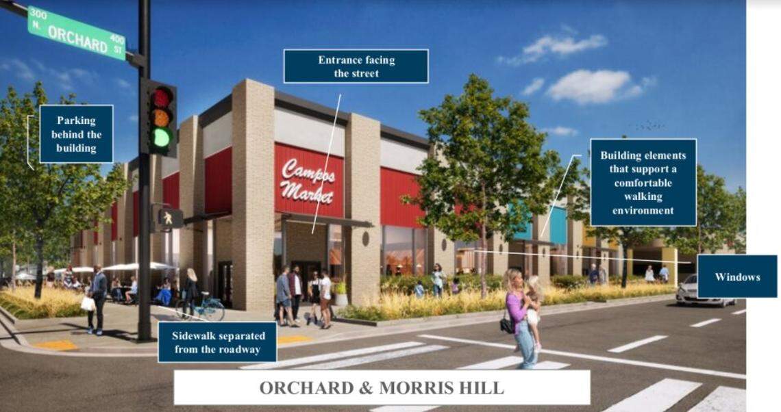 A rendering shows how a Central Bench corner could look under new zoning codes.