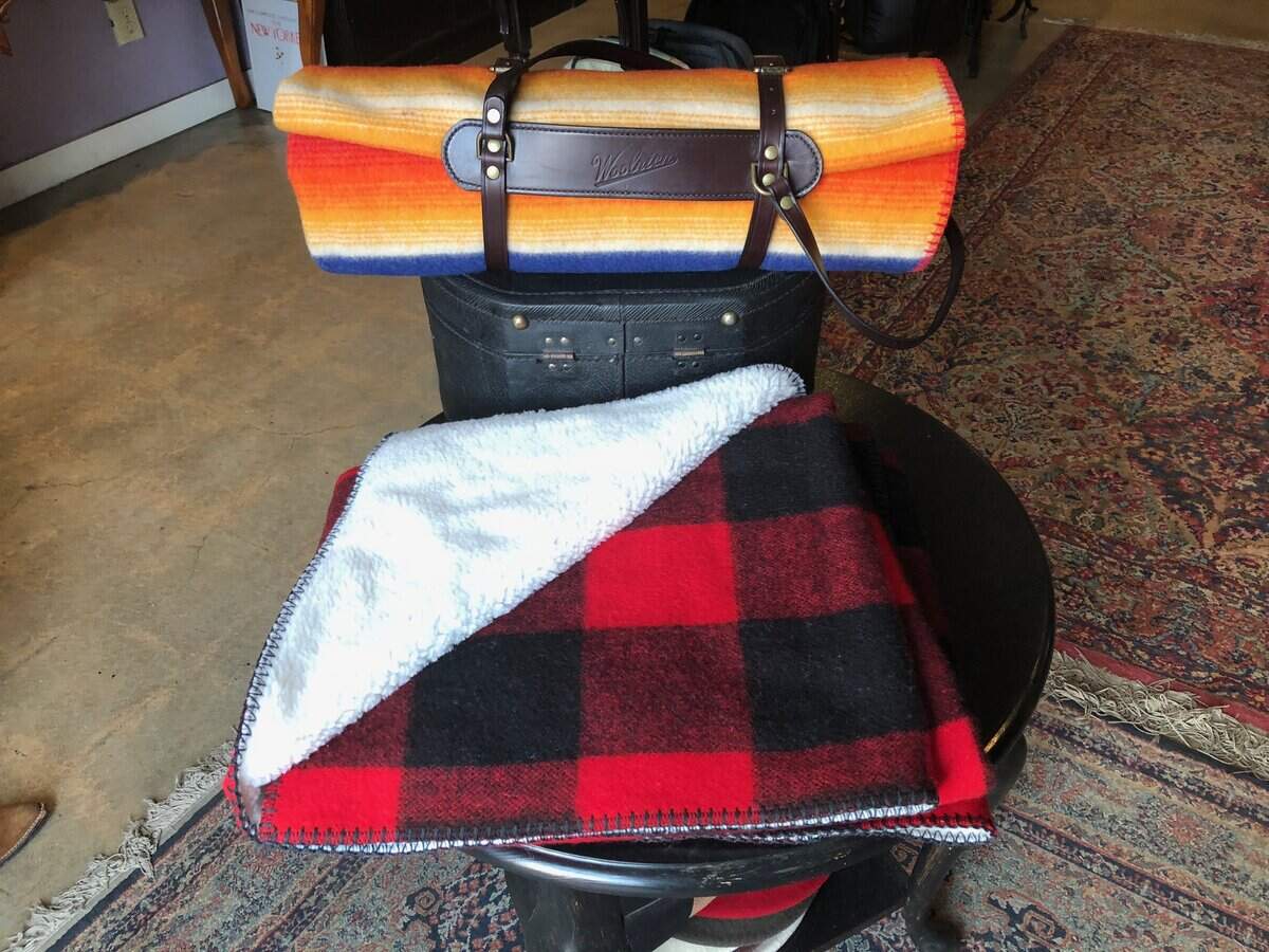 Keep someone warm and cuddly with American-made Woolrich blankets, $119 to $135 at Crazy Neighbor, 1415 W. Grove St., Boise. The leather blanket harness ($36.50) lets you tote it with you.