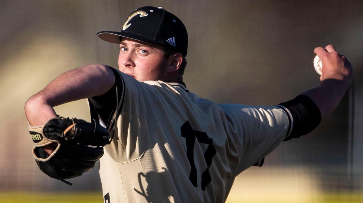 A freak accident five years ago left Capital High pitcher Calvin Connelly legally blind in one eye. But he refuses to make excuses and has fought through limitations to become a key member of the Eagles’ pitching staff. Above, he fires a pitch on Friday, April 16, 2021 at Meridian High School.