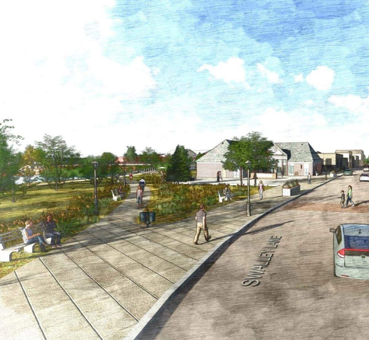 An artist’s rendering of the Riverfront Center, a recreational and retail activity hub that the city of Star hopes to bring south of the Boise River.