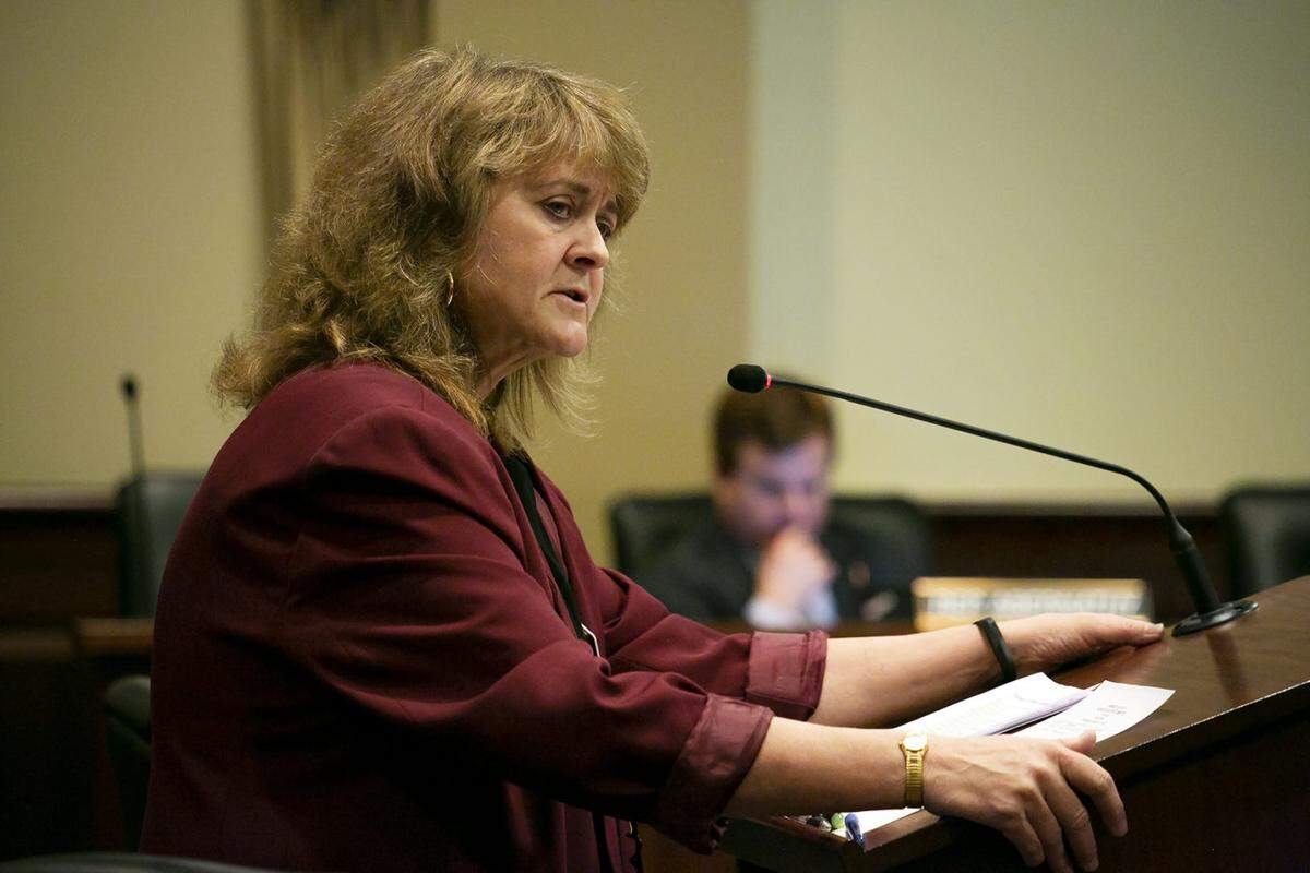 Rep. Barbara Ehardt, R-Idaho Falls, outlines her “Fairness in Women’s Sports Act,” designed to ban transgender women from participating in women’s sports in 2020.