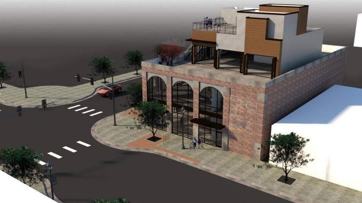 An artist's rendering of the apartments proposed by Josh and Lori Evarts to redevelop two properties owned by Meridian's downtown urban renewal district at 703 and 713 N. Main St.