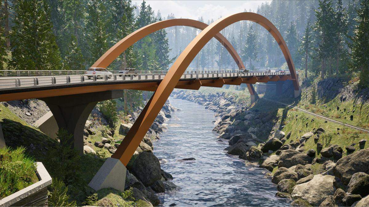 The new bridge will span the Payette River along Idaho 55, just as the Rainbow Bridge does now.