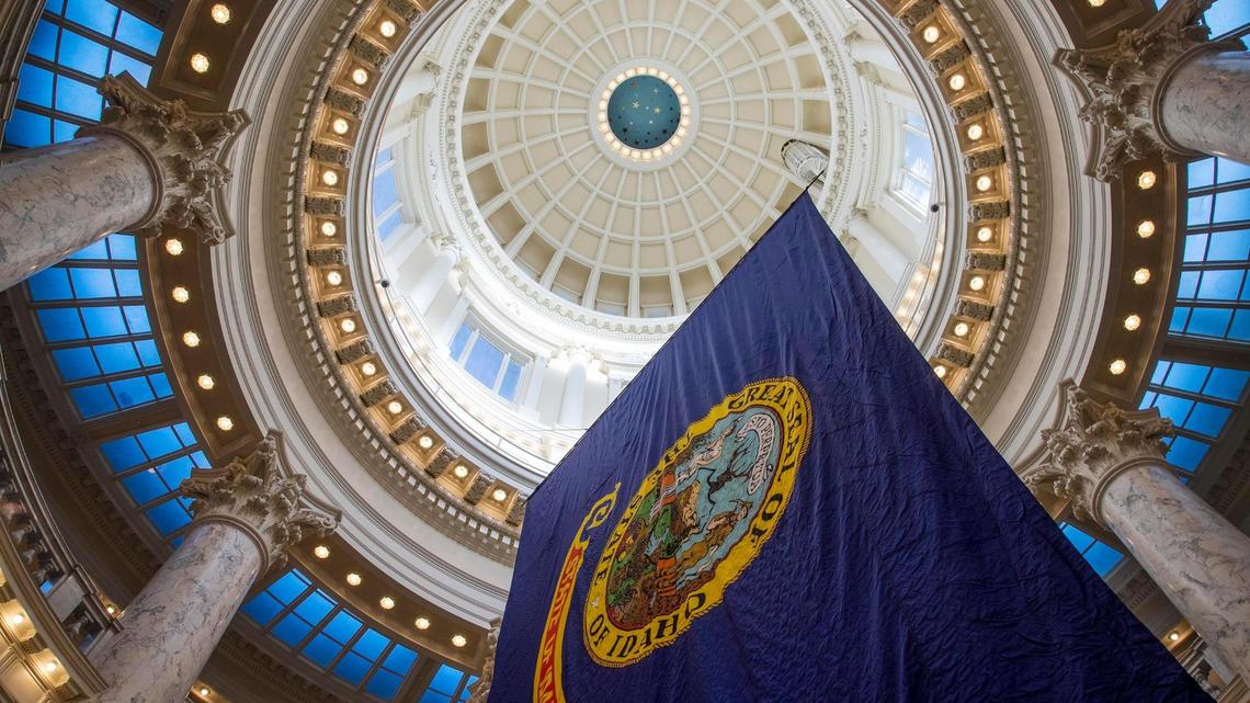 The Idaho Legislature convened Monday, Jan. 11, 2021 with protesters in front of the Statehouse with anti Governor Brad Little signs.