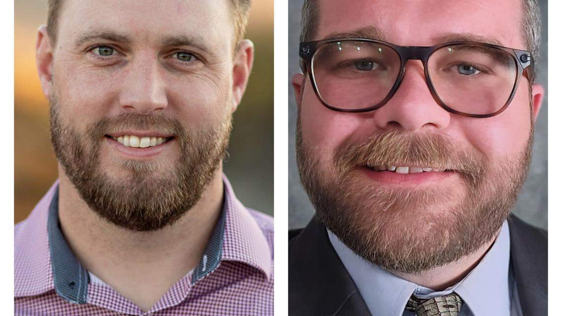 Nampa residents Sen. Ben Adams, left, and Shaun M. Simmons, right, are vying for the Republican nomination for Canyon County’s District 12 state Senate seat. 