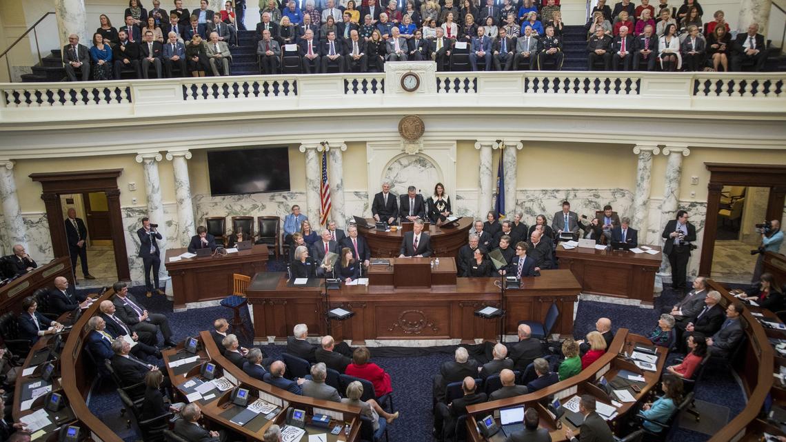 Gov. Brad Little gave his inaugural State of the State address at the Idaho Statehouse to a combined House and Senate on Monday, Jan. 7, 2019.