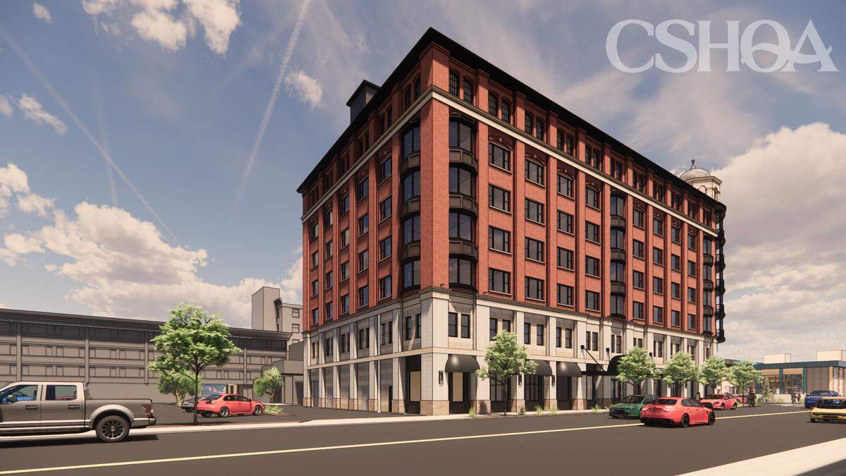 “The exterior façade treatment of the building utilizes a marriage of traditional and modern building materials to provide a structure that respects the historic nature of the adjacent neighborhood,” state the Hotel Renegade application.