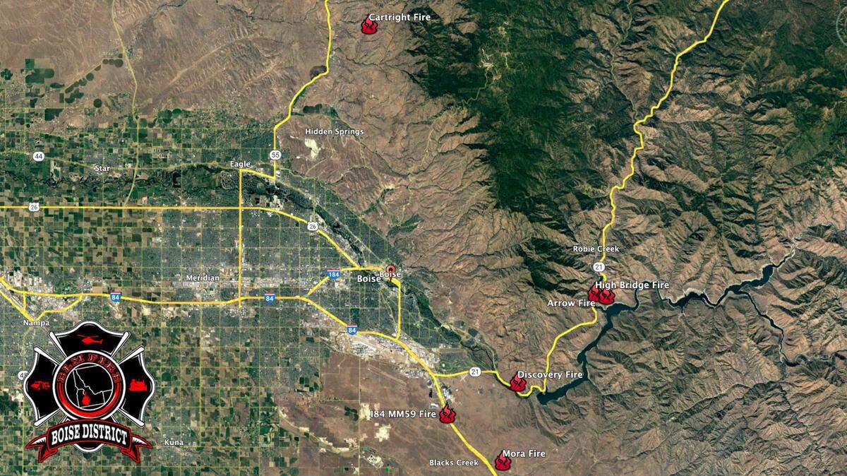 The Bureau of Land Management Boise District and other agencies responded to nine fires throughout the Treasure Valley early Friday.&nbsp;