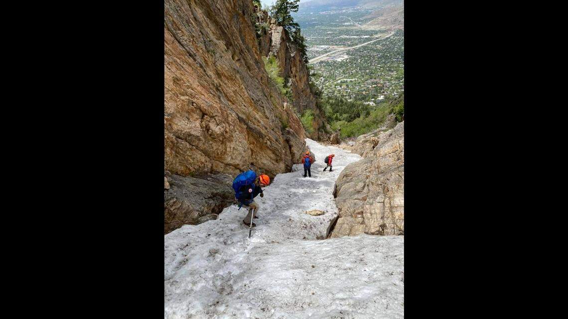 James Roache, 54, died Saturday after sliding 100 feet on snow and falling into a rocky crevasse while preparing to climb Mount Olympus in Utah.
