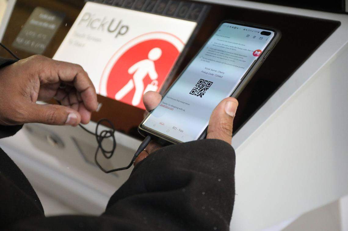 The code on Jason Burley’s phone during his pickup at a Chicago Jewel-Osco store owned by Boise’s Albertsons Companies Inc.