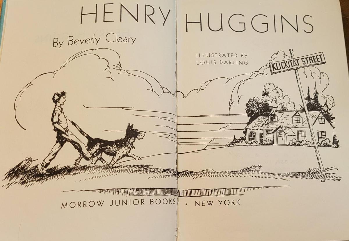 Title page from John Sowell’s copy of Beverly Cleary’s 1950 book, “Henry Huggins,” the first in her series about the kids of Klickitat Street.