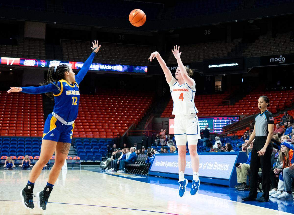 Freshman Dani Bayes had 19 points in Boise State’s 73-62 win over San Jose State on Saturday at ExtraMile Arena.