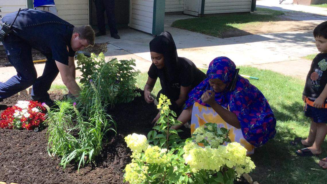The Boise Fire Department planted a flower garden Thursday near the home of Ruya Kadir, the 3-year-old girl who died after a June 30 mass stabbing at the Wylie Street Station apartments.