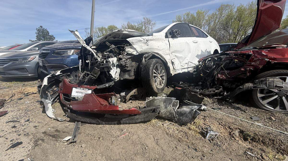 Advantage Auto Sales was working to get the damaged vehicles towed on Monday.