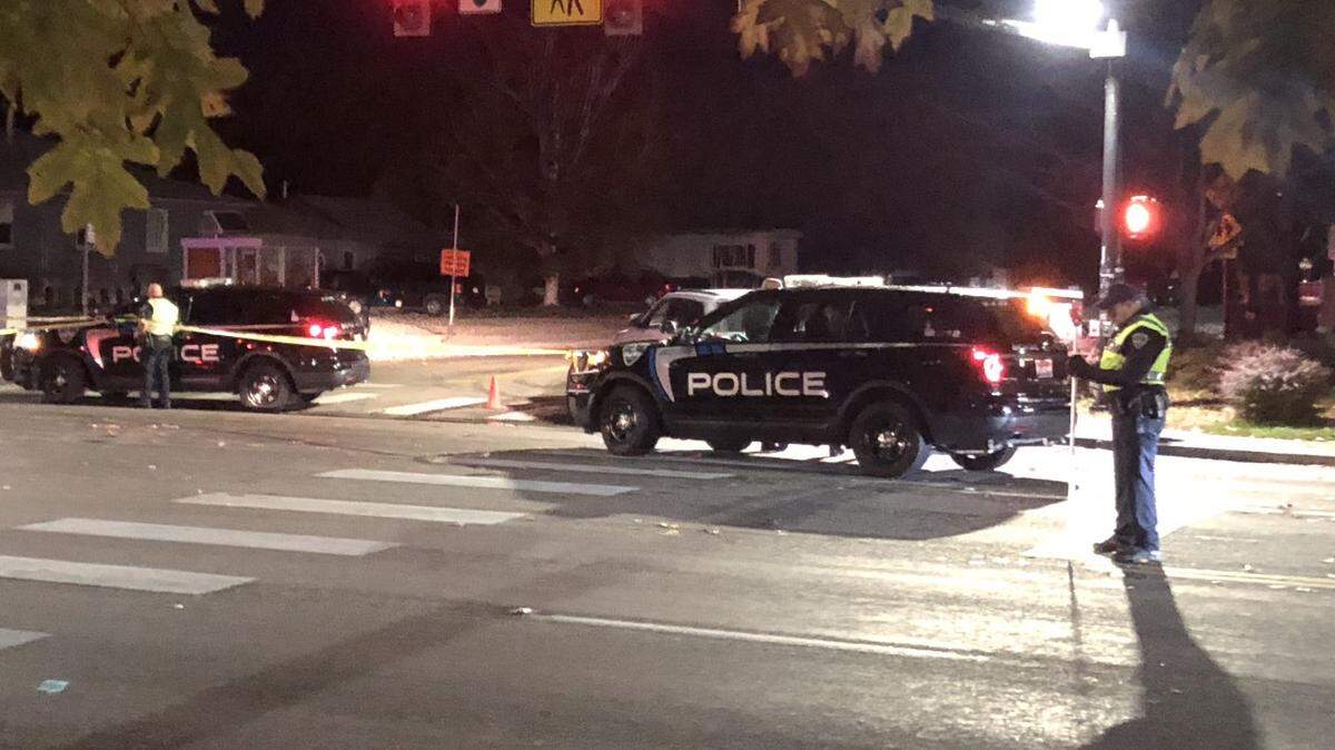 Crash reconstructionists take measurements at the scene of where a car struck and killed a pedestrian Wednesday night, Oct. 24, 2018. This view is from the south side of Targee Street at the intersection with Vista Avenue in Boise.